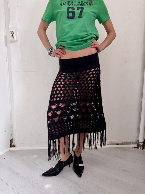 s0127 crochet fringe skirt