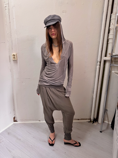 s0108 soft drape sheer harem pants