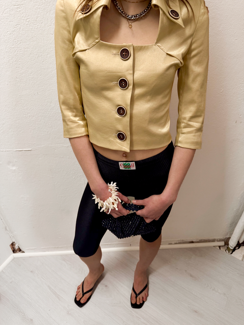 s0119 canary glossed satin jacket