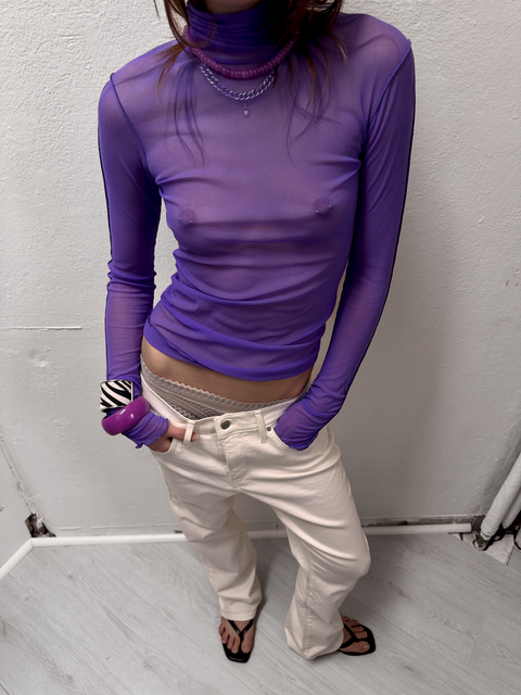 s0122 sheer lilac mesh turtleneck