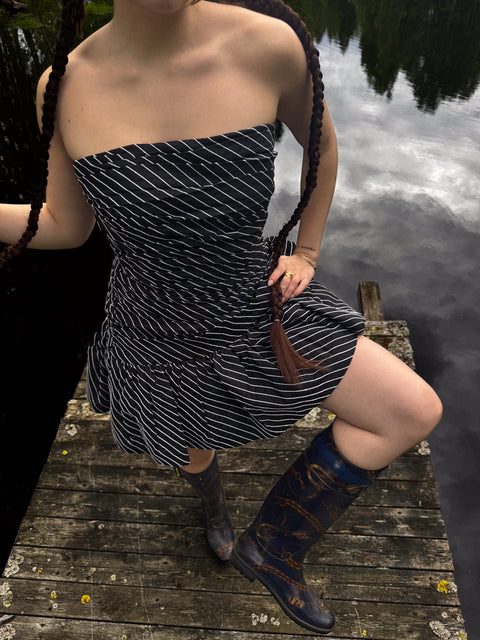 1980's striped prom dress