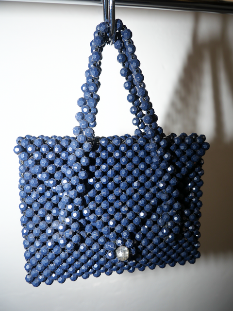 s0121 navy facet beaded mini purse (1950)