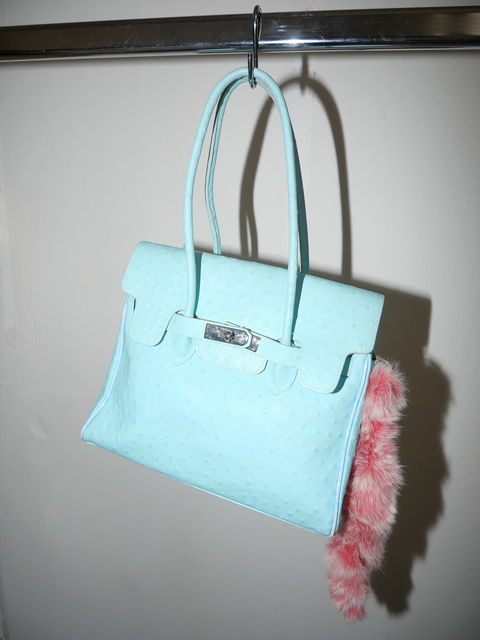 s0130 firkin bag with pink rabbit keychain