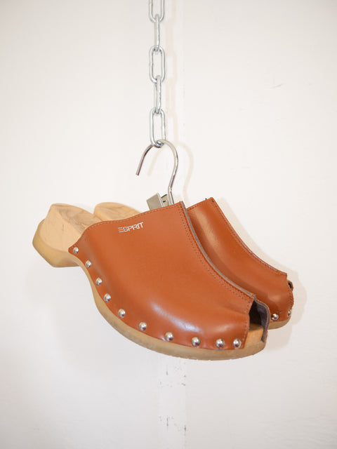2000's studded leather clogs