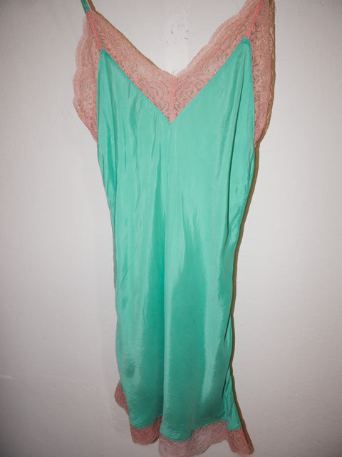 2000's lace trim mini slip dress