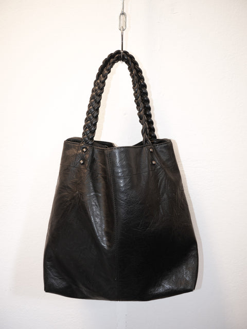 2000's black studded leather hobo bag