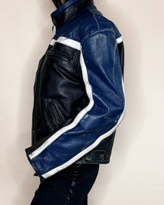 Oversize navy racer jacket