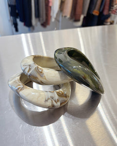 Chunky marble bangle stack