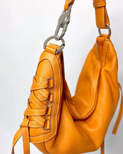 2000’s sporty croissant style bag with corset ties