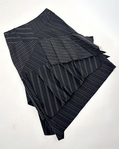 Stripe asymmetric midi skirt