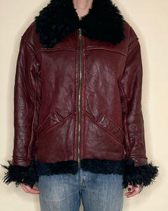 Burgundy shearling jacket