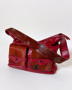 Red cowhide leather bag