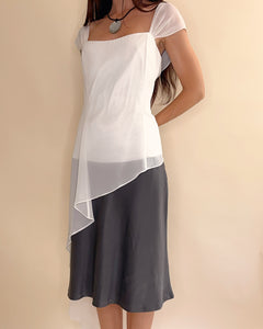 Asymmetric chiffon corset top