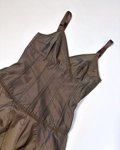 Dropped waist bubble skirt corset dress