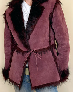 Burgundy sheep shearling jacket