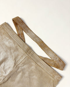 Cut out low rise silver metallic leather pants