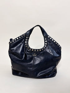 Studded leather hobo bag