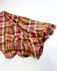 Plaid asymmetric balloon maxi skirt