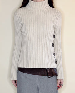 Ribbed knit button top