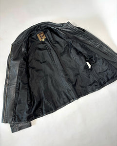 Faded black 90’s fitted leather jacket
