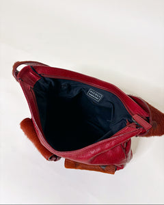 Red cowhide leather bag