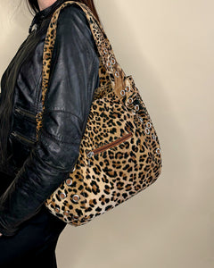 Big leopard eyelet studded bag