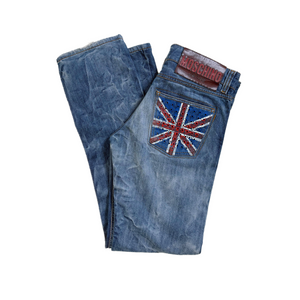 UK flag studded Moschino straight jeans