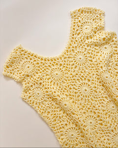 Crochet butter yellow mini dress