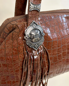 Western fringed leather bag