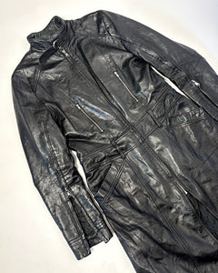 90’s long moto leather jacket