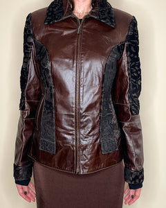 Textured Italian leather zip jacket