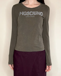 Moschino rhinestone logo top