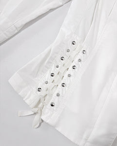 White fitted jacket with silver studs & corset tie