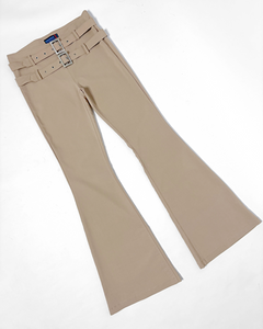 Double belted low rise flare pants