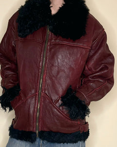 Burgundy shearling jacket