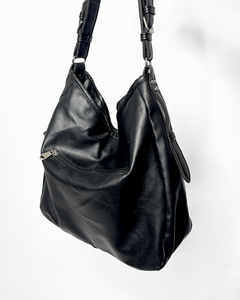 Silver buckles & zipper hobo bag