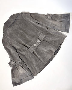 Suede cropped swing coat