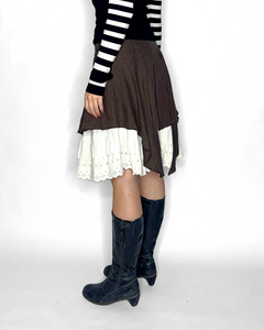 Asymmetric utility style layered pleated lace petticoat