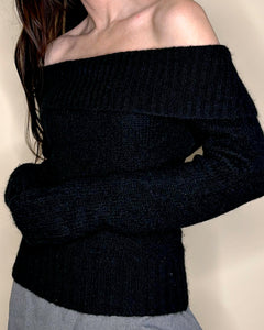 Mohair offshoulder long sleeve knit