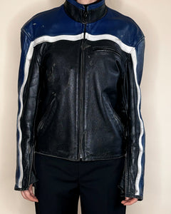 Oversize navy racer jacket