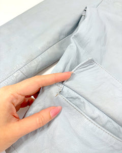 Ice blue 90’s leather jacket