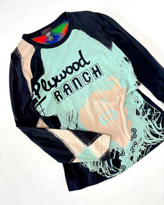Custo Barcelona minty blue graphic long sleeve top