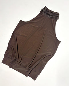 Pearl embroidred turtleneck bubble top