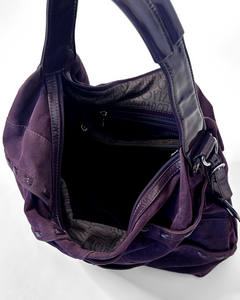 Plum velvet large hobo bag