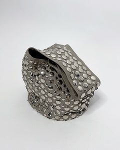 Studded leather wide hobo bag