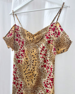 90’s draped leopard dress