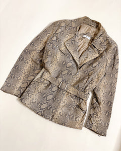 Snake skin leather moto jacket