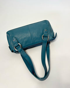 Turquoise leather baguette bag
