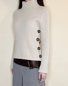 Ribbed knit button top