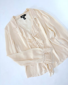 DKNY silk ruffle blouse